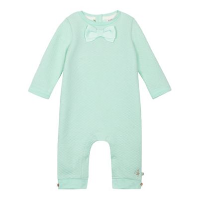 Baby girls' green quilted bow sleepsuit